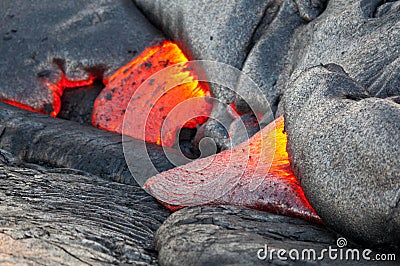 Red Lava flow. Hawaii Volcanoes National Park.