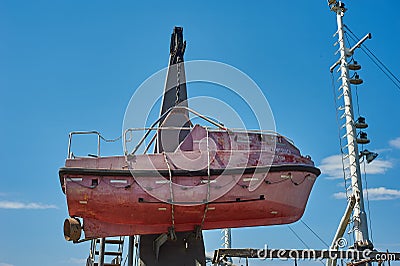 lifeboat vessel hanging deck red editorial ukraine odessa agust