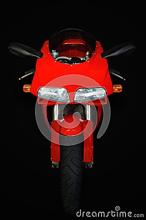 Red Motorcycle against Black Background