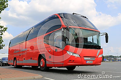 Red Neoplan Coach Bus