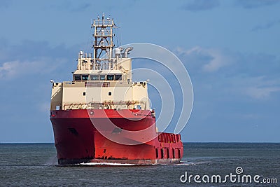Red Oil Rig Supply Ship