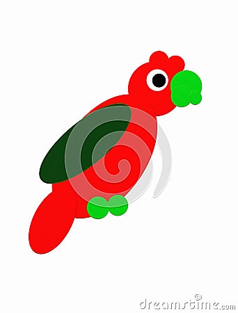 Red parrot from round shapes