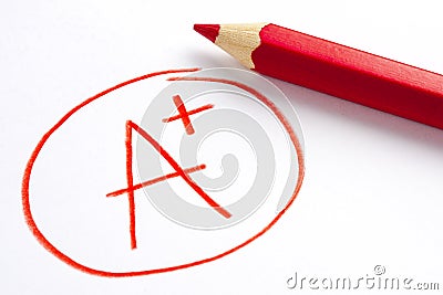 Red Pencil A Plus Grade Mark Success