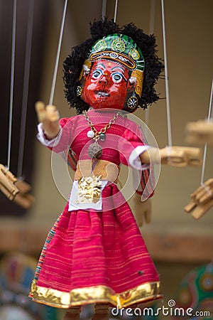 Red puppet on a string in Kathmandu