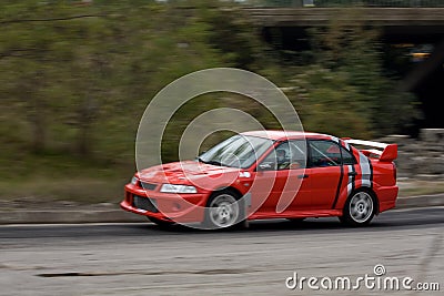 Red rally car