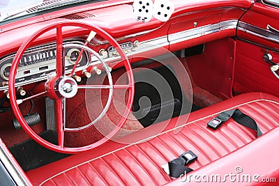 Red retro car interior
