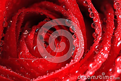 Red rose with water drops