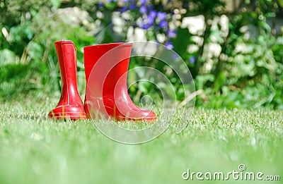 Red rubber boots