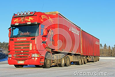 Red Scania R500 Semi Trailer Truck