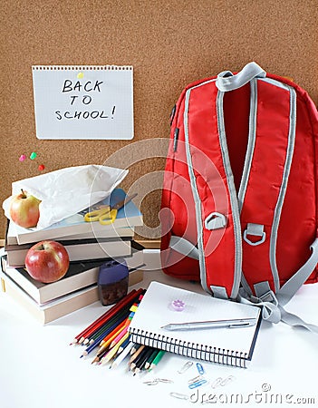 A red school back pack