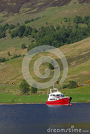 The red ship is in the harbor, Scotland