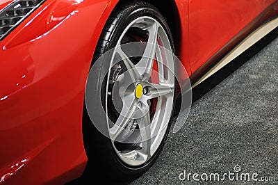 Red sport car wheel