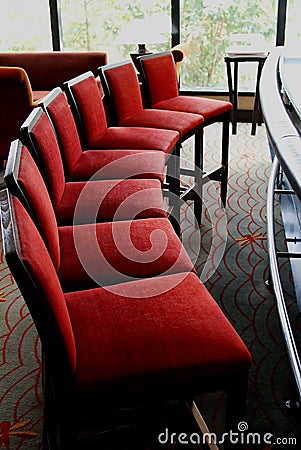Red Stool Chairs in curve row
