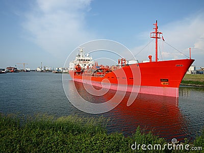 Red tanker ship