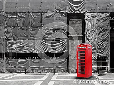 Red telephone booth canvas background