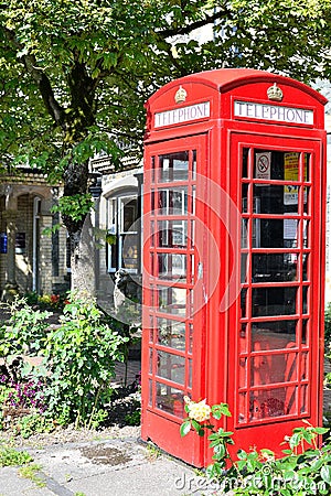 Red telephone box in UK