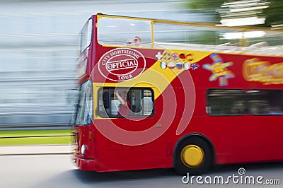 Red tour bus