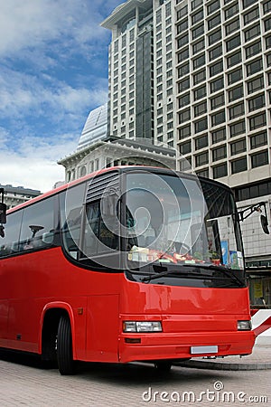 Red tourist bus (clipping path