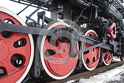 Red train wheels