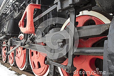 Red train wheels