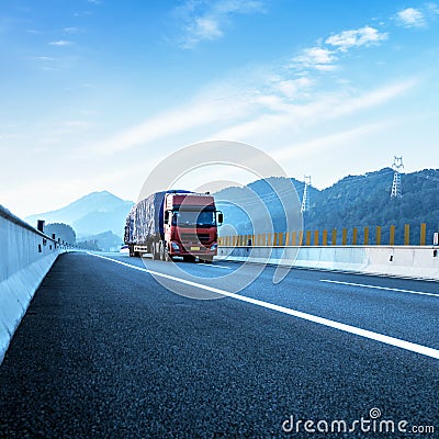 Red truck and highways