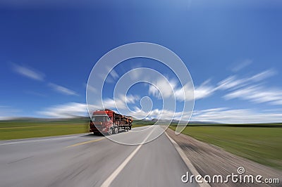 Red truck on the road