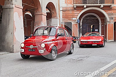 Red vintage car Fiat 500
