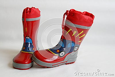 Red wellington boots