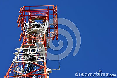 Red and white phone tower