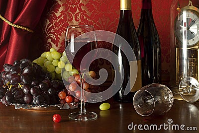 Red wine composition in retro style.