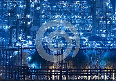 Refinery industrial plant at night