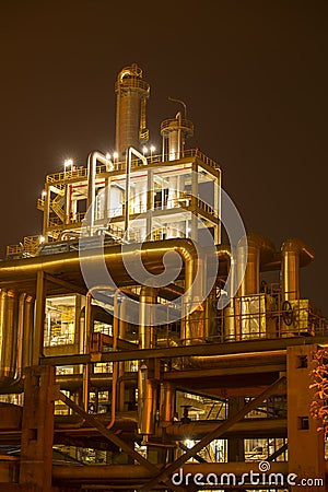 Refinery industrial plant at night