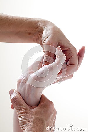 Reflexology massage on hands