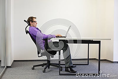 Relaxed position at laptop