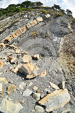 Relief of rocks on seashore