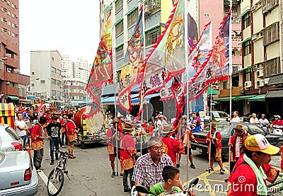 Religious Procession with Flags and Drums