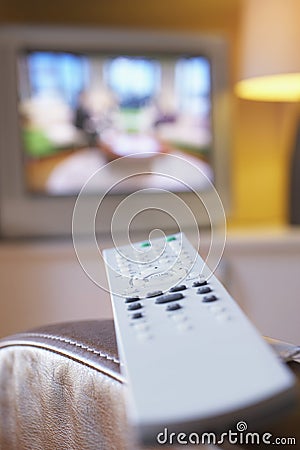 Remote Control And TV In Living Room