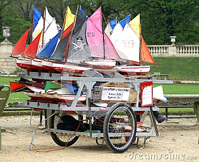 Rental of toy boats in Jardin du Luxembourg, Paris