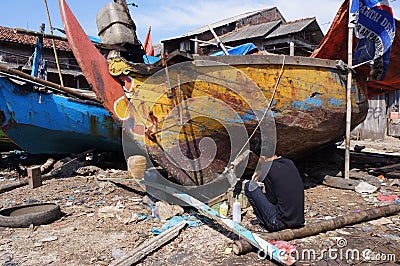 Repairing boat