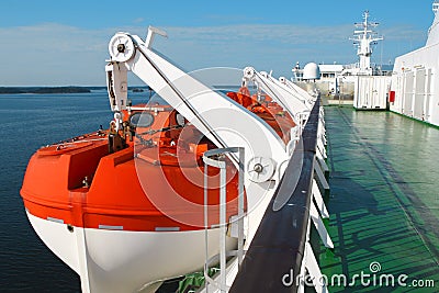 Rescue boat on cruise ship