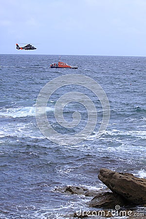 Rescue helicopter in flight