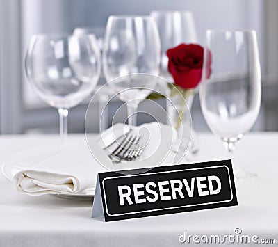 Reserved table at romantic restaurant