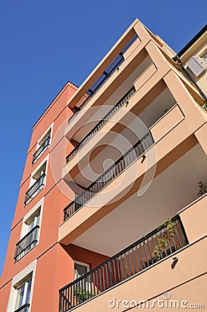 Residential building with blue sky