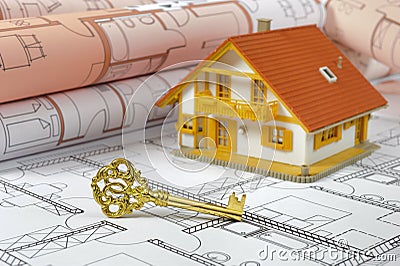 Residential house and golden key