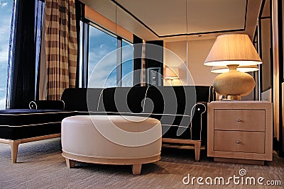 Rest area in a modern elegant hotel room