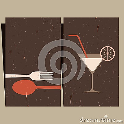 Restaurant Design on Restaurant Menu Design  Illustration Of Cocktail Glass And Cutlery
