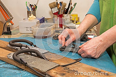 Restoration of angels - detail of hands