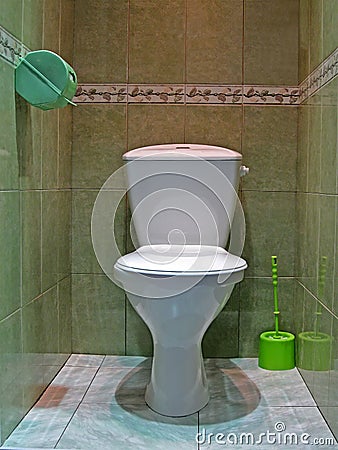 Restroom with white ceramics toilet,marble floor,