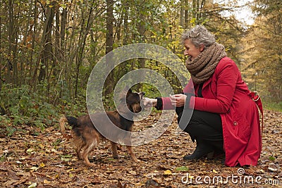 Retired woman and her dog