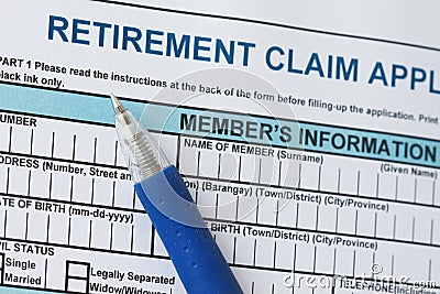 Retirement claim application form